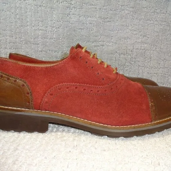 Bub Men's Size 11 US Brown Red Suede Leather Cap Toe Oxford Dress Shoes