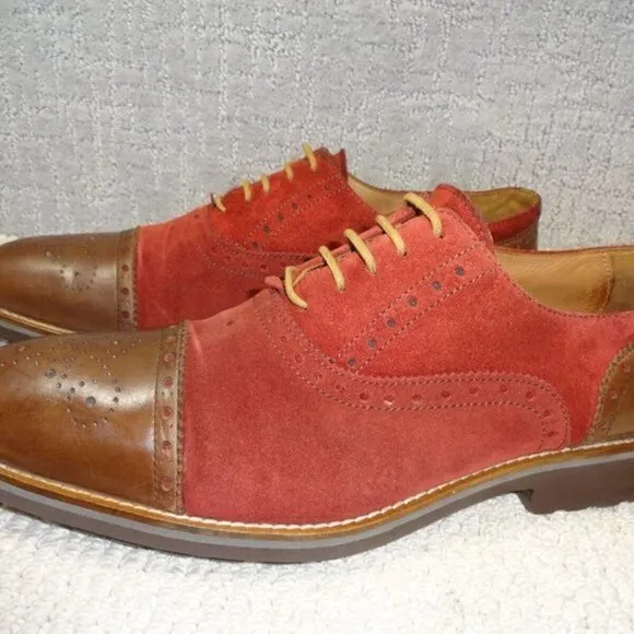 Bub Men's Size 11 US Brown Red Suede Leather Cap Toe Oxford Dress Shoes