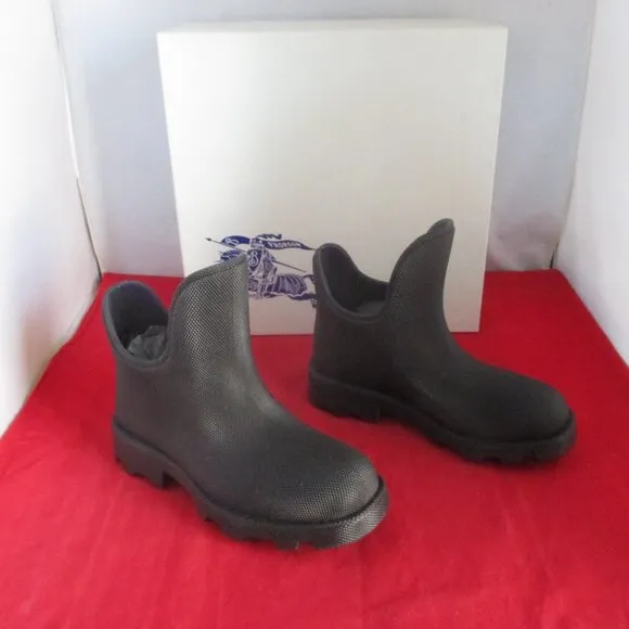 Burberry Men's Rubber Ankle Rain Boots $820 Size EU 37 - Black - #1058