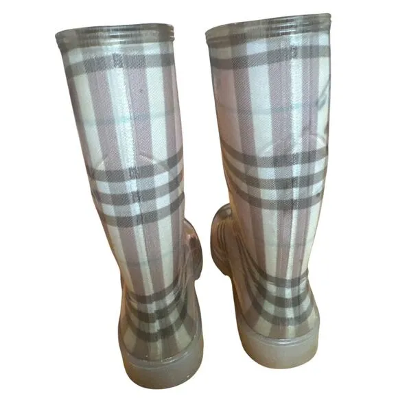 Burberry | Pink Nova Check Rubber Wellies / Rainboots Size 37 Made in Italy