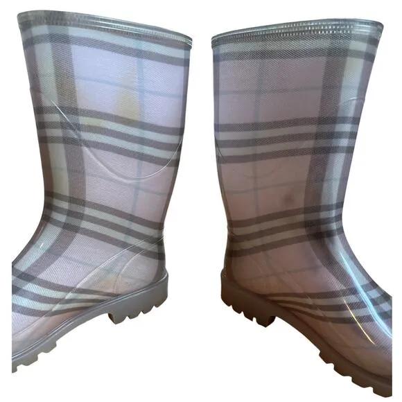 Burberry | Pink Nova Check Rubber Wellies / Rainboots Size 37 Made in Italy
