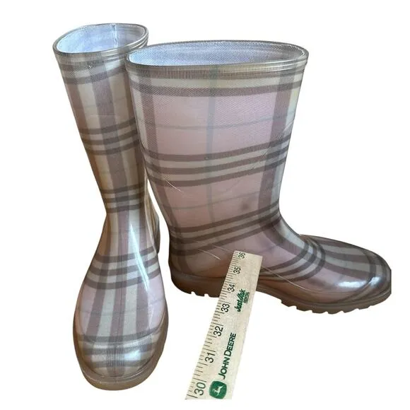 Burberry | Pink Nova Check Rubber Wellies / Rainboots Size 37 Made in Italy
