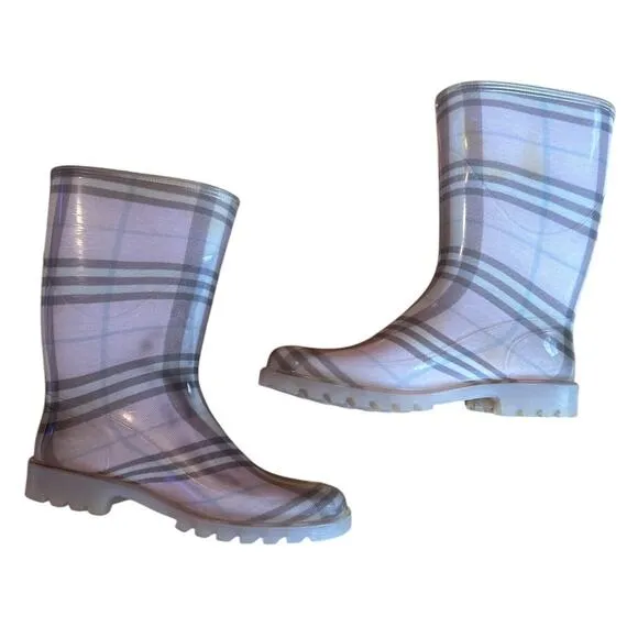 Burberry | Pink Nova Check Rubber Wellies / Rainboots Size 37 Made in Italy