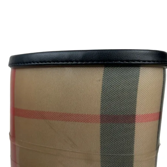 BURBERRY Rubber Rain Boots Plaid Check Pattern Women's Size 37 / 7