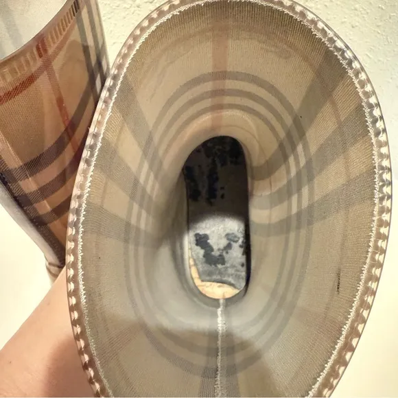 Burberry Short Kids Rubber Beige Multi Rain Boots Size 11-12