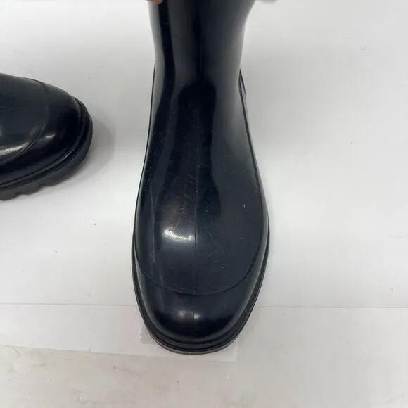 Burberry Wellington black tall rubber rain boots sz 35