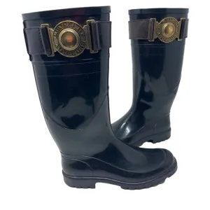 Burberry Wellington black tall rubber rain boots sz 35