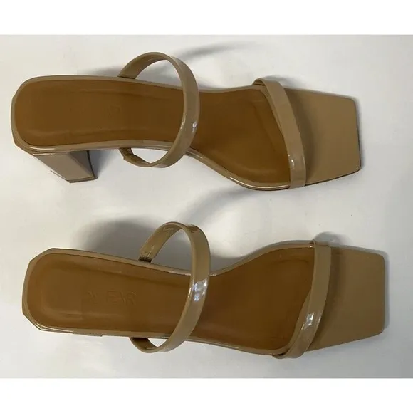 By Far Tanya Patent Leather Mules Neutral Tan Sandals US 9/IT39