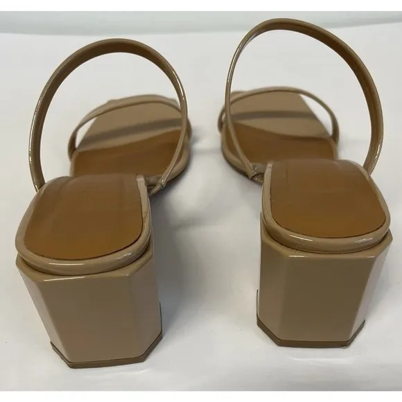 By Far Tanya Patent Leather Mules Neutral Tan Sandals US 9/IT39