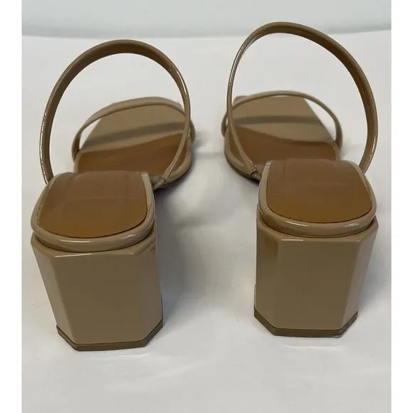 By Far Tanya Patent Leather Mules Neutral Tan Sandals US 9/IT39