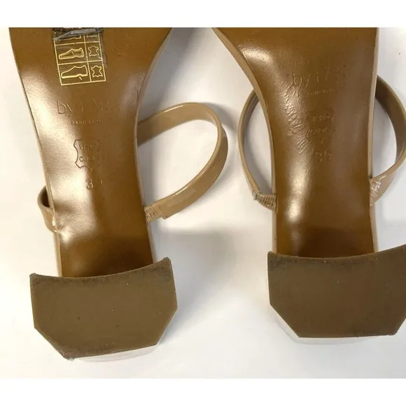 By Far Tanya Patent Leather Mules Neutral Tan Sandals US 9/IT39