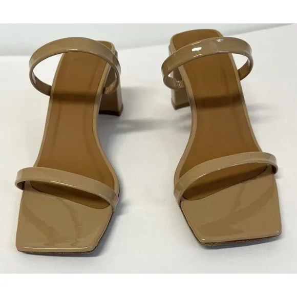 By Far Tanya Patent Leather Mules Neutral Tan Sandals US 9/IT39