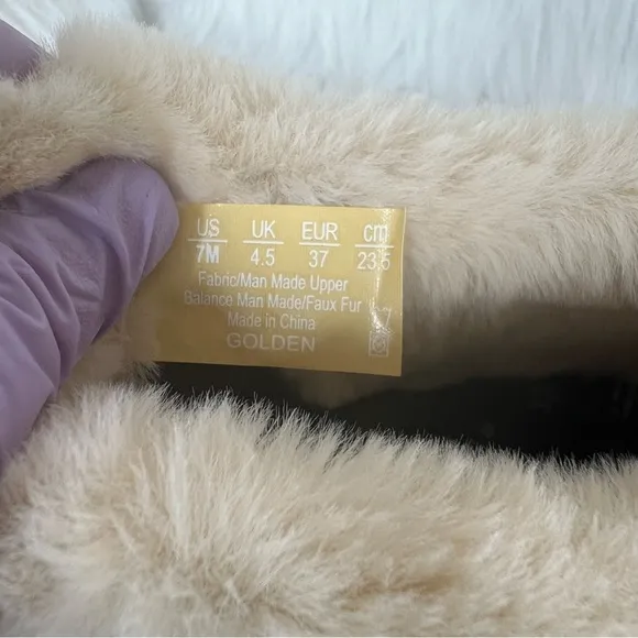 Bzees Golden Fur Trim Washable Slip-ons Toffee Fabric Size 7M