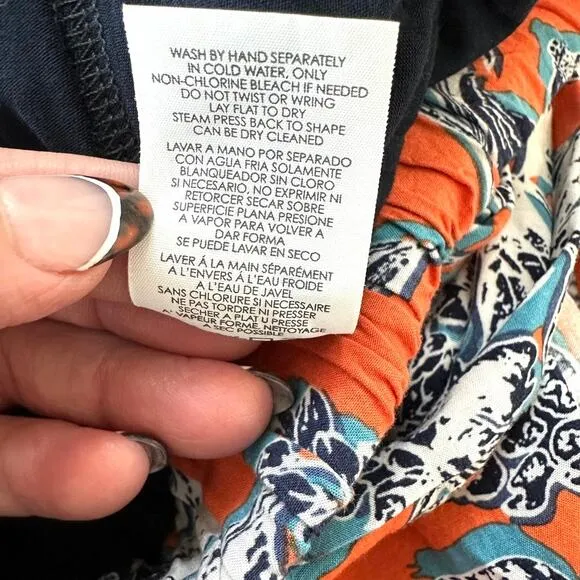 Cabi Floral Wrap Skirt XS - Orange/Blue - Rayon - Boho, Floral, Casual, Resort
