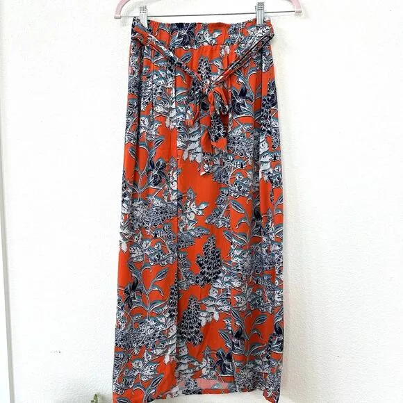 Cabi Floral Wrap Skirt XS - Orange/Blue - Rayon - Boho, Floral, Casual, Resort