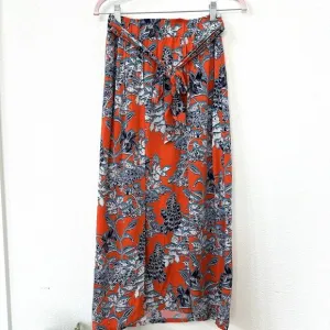 Cabi Floral Wrap Skirt XS - Orange/Blue - Rayon - Boho, Floral, Casual, Resort