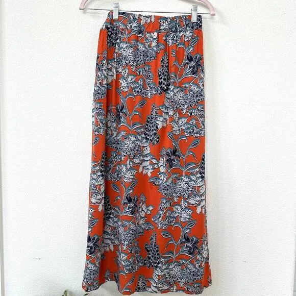 Cabi Floral Wrap Skirt XS - Orange/Blue - Rayon - Boho, Floral, Casual, Resort