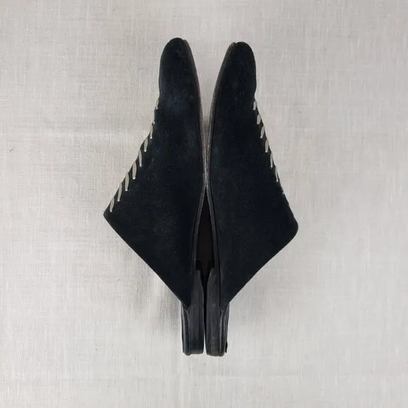 Calleen Cordero womens 10 black studded suede slide backless mule shoes