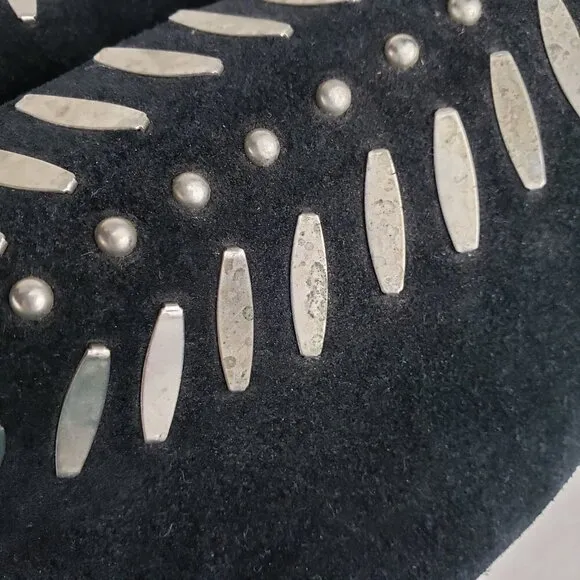 Calleen Cordero womens 10 black studded suede slide backless mule shoes