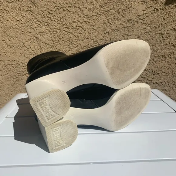 Camper black leather boots white rubber heels size 6.5 ( European 37)