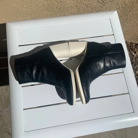 Camper black leather boots white rubber heels size 6.5 ( European 37)