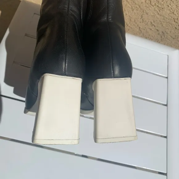 Camper black leather boots white rubber heels size 6.5 ( European 37)
