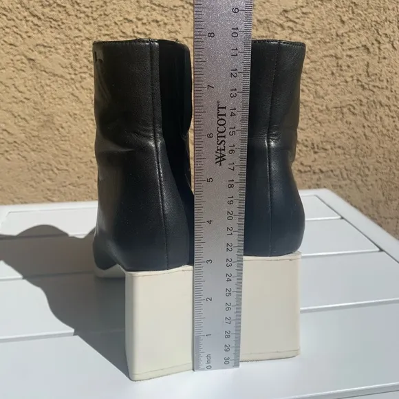 Camper black leather boots white rubber heels size 6.5 ( European 37)