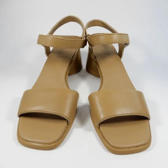 CAMPER Kiara Block Heel Sandals Size 8.5 39 Tan Brown Leather NEW $140
