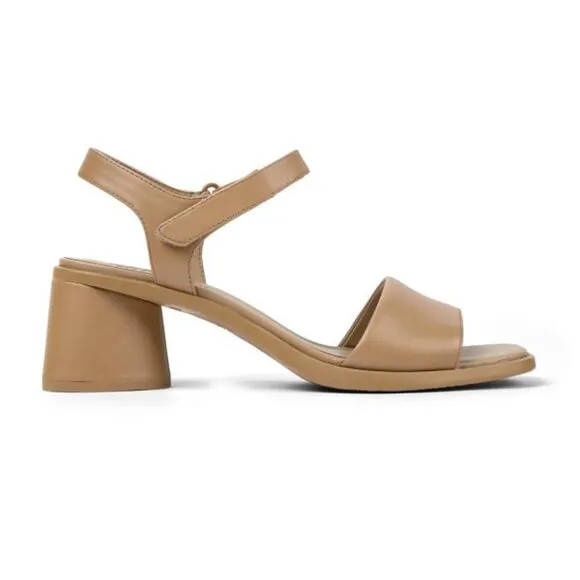 CAMPER Kiara Block Heel Sandals Size 8.5 39 Tan Brown Leather NEW $140