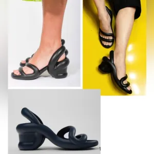 Camper Kobarah Black Sculptural Rare EVA Rubber Heel Sandals