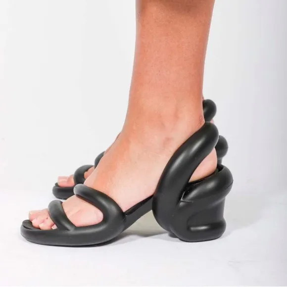 Camper Kobarah Black Sculptural Rare EVA Rubber Heel Sandals