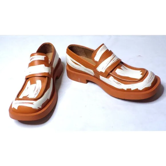 🆕CAMPERLAB 198 Loafer Shoes Brown White Leather 11