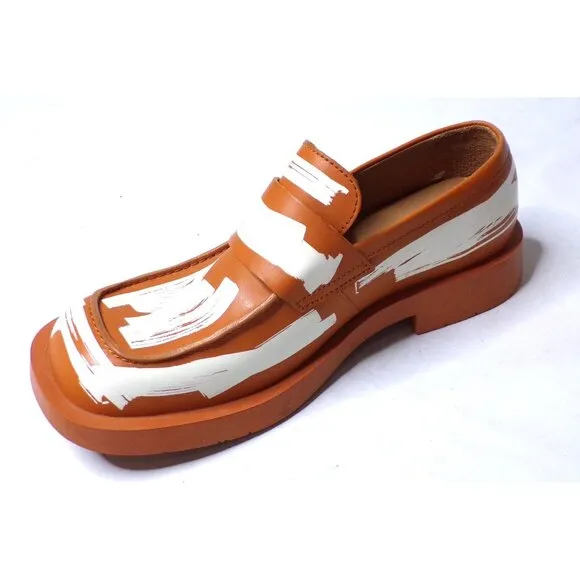 🆕CAMPERLAB 198 Loafer Shoes Brown White Leather 11