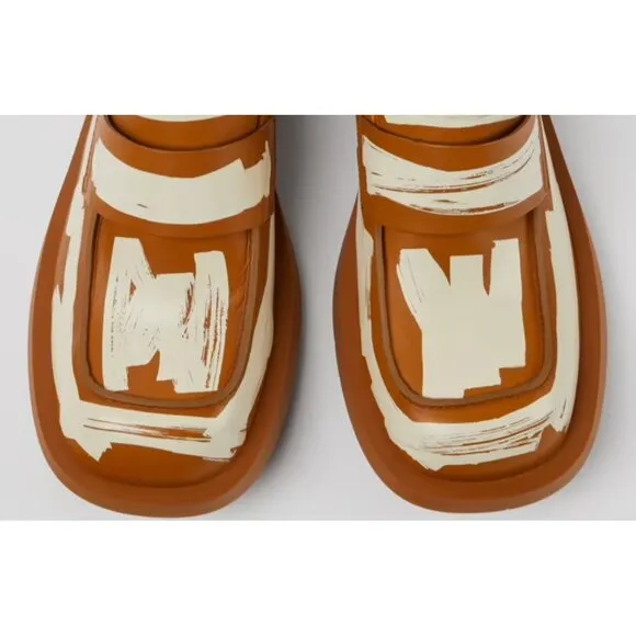 🆕CAMPERLAB 198 Loafer Shoes Brown White Leather 11