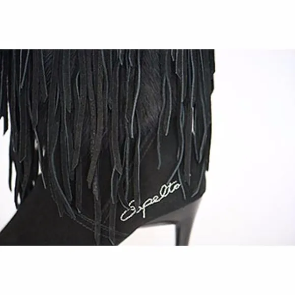 Capelta Couture Fringe Suede/Fur Black Boots