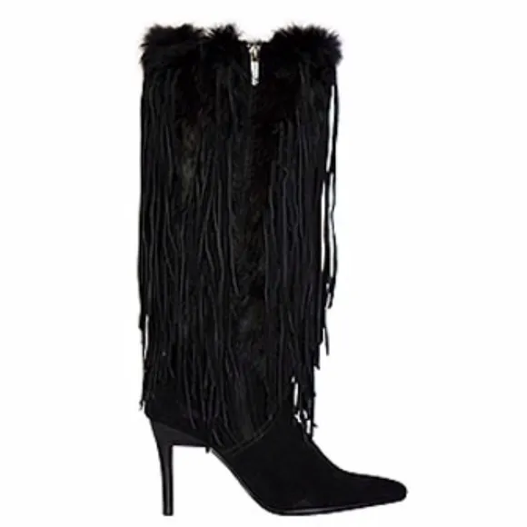 Capelta Couture Fringe Suede/Fur Black Boots