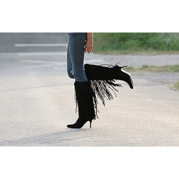 Capelta Couture Fringe Suede/Fur Black Boots