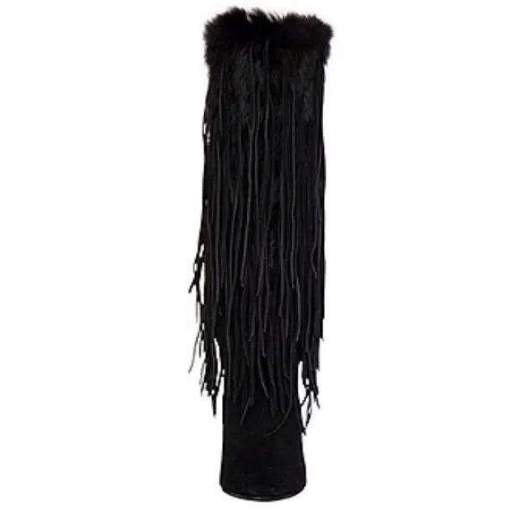 Capelta Couture Fringe Suede/Fur Black Boots