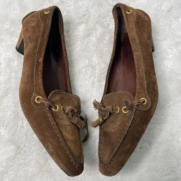 Car Shoe Women's Brown Suede The Original Driving Tassels Shoes Size 38.5