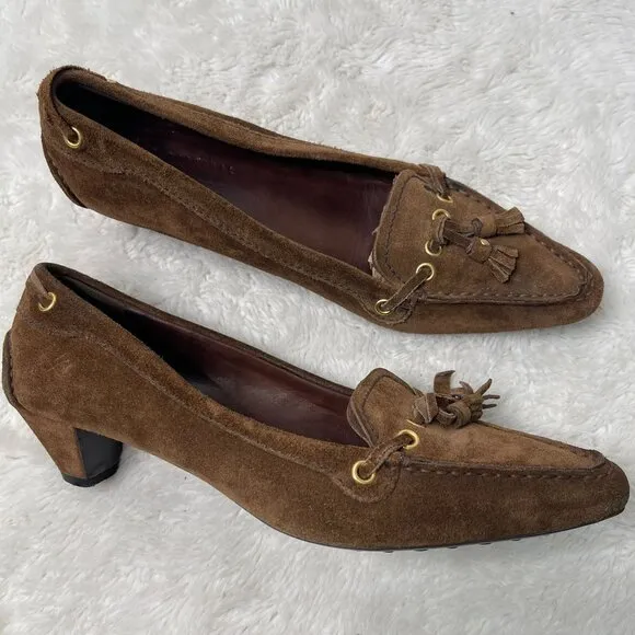 Car Shoe Women's Brown Suede The Original Driving Tassels Shoes Size 38.5