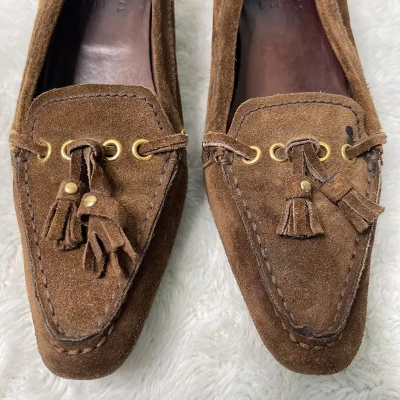 Car Shoe Women's Brown Suede The Original Driving Tassels Shoes Size 38.5