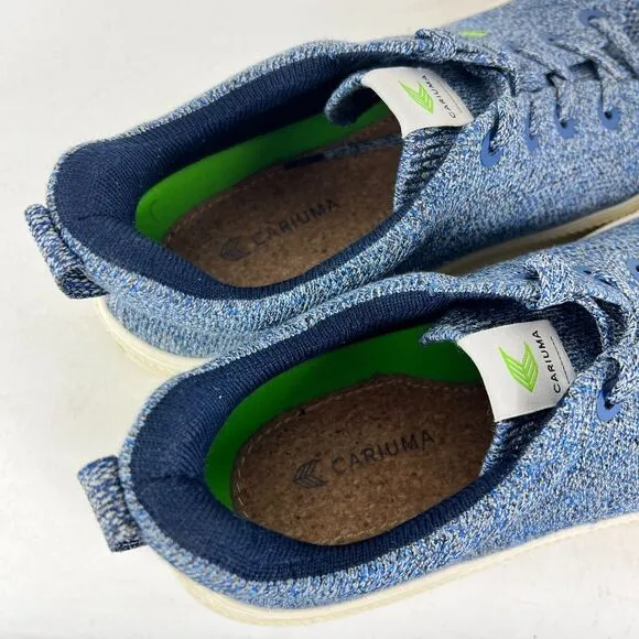 Cariuma IBI Comfort Shoes Men's 9 Blue Knit Lace-Up Athletic Sneakers YW-0323