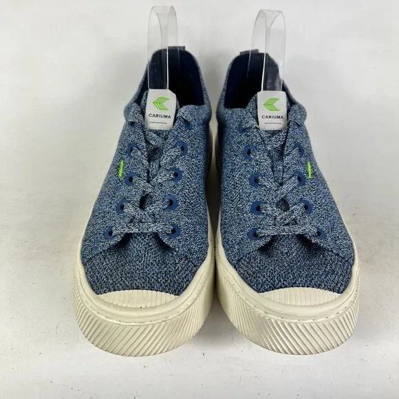 Cariuma IBI Comfort Shoes Men's 9 Blue Knit Lace-Up Athletic Sneakers YW-0323