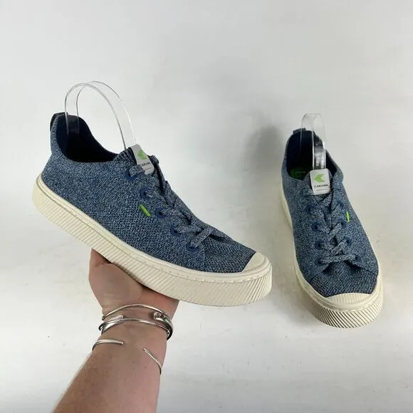 Cariuma IBI Comfort Shoes Men's 9 Blue Knit Lace-Up Athletic Sneakers YW-0323