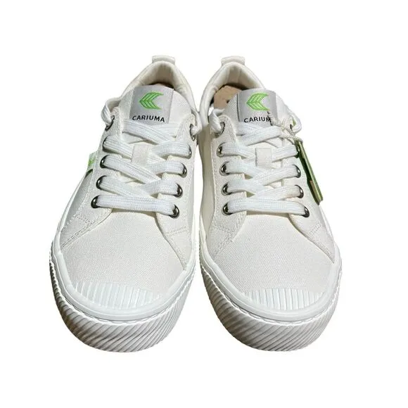 Cariuma OCA Low Shoes Mens 7 White Canvas Preppy Sneaker Lace Up Womens 8.5