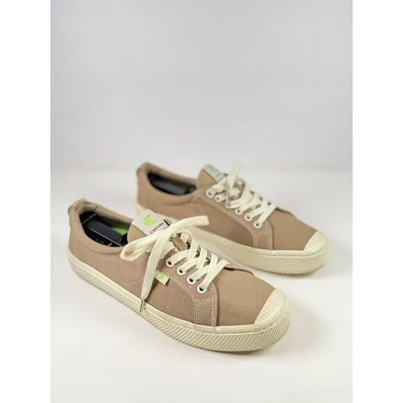 Cariuma Shoes Beige Sand Contrast Thread Canvas Oca Low Sneaker Men 9 Women 10.5