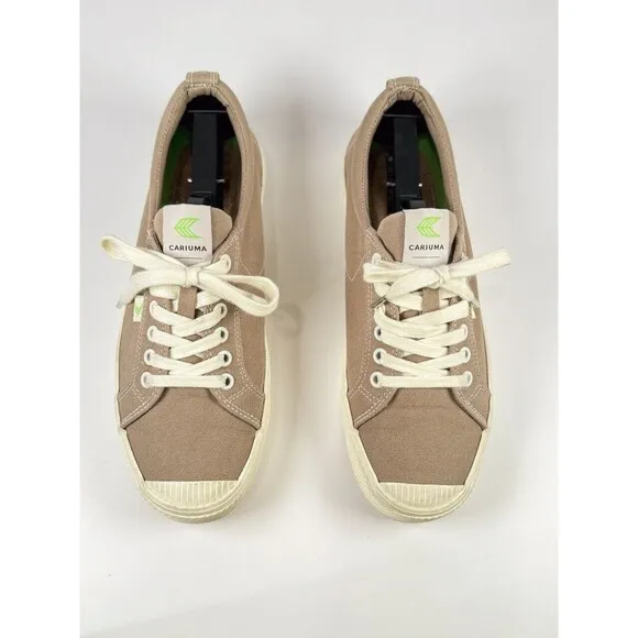 Cariuma Shoes Beige Sand Contrast Thread Canvas Oca Low Sneaker Men 9 Women 10.5