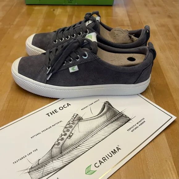 Cariuma suede sneakers charcoal lace-up new in box Women’s 9.5 Men's 8