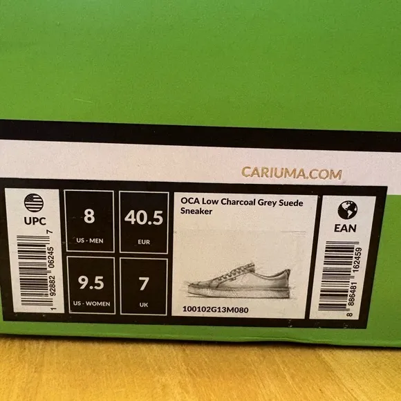 Cariuma suede sneakers charcoal lace-up new in box Women’s 9.5 Men's 8