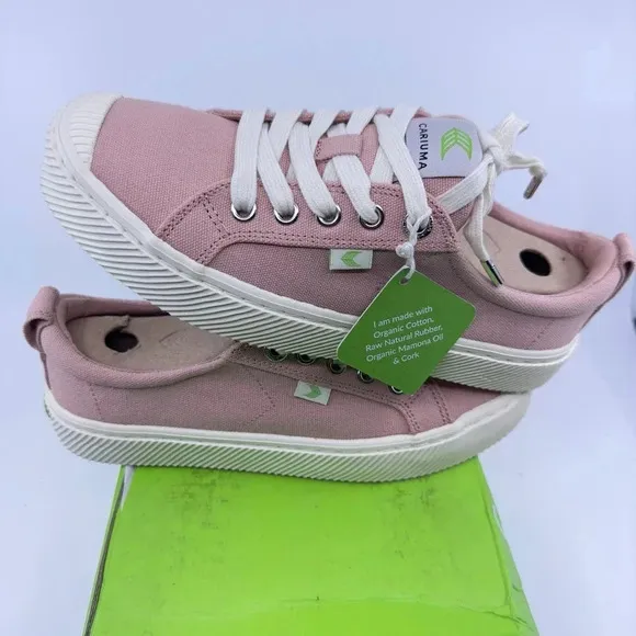 Cariuma Unisex Oca Low Canvas Sneaker Casual Shoes Lace-Up Rose Pink Size 5/6.5
